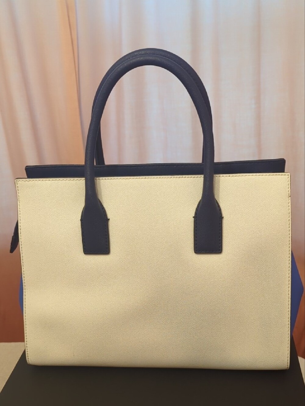 kate spade Tri-Tone Cream and Navy Satchel with Blue Accents - Picture 2 of 7